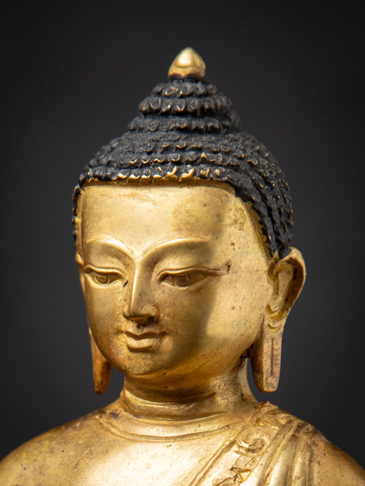 Middle 20th century Old bronze Nepali Buddha statue in Abhaya mudra 6