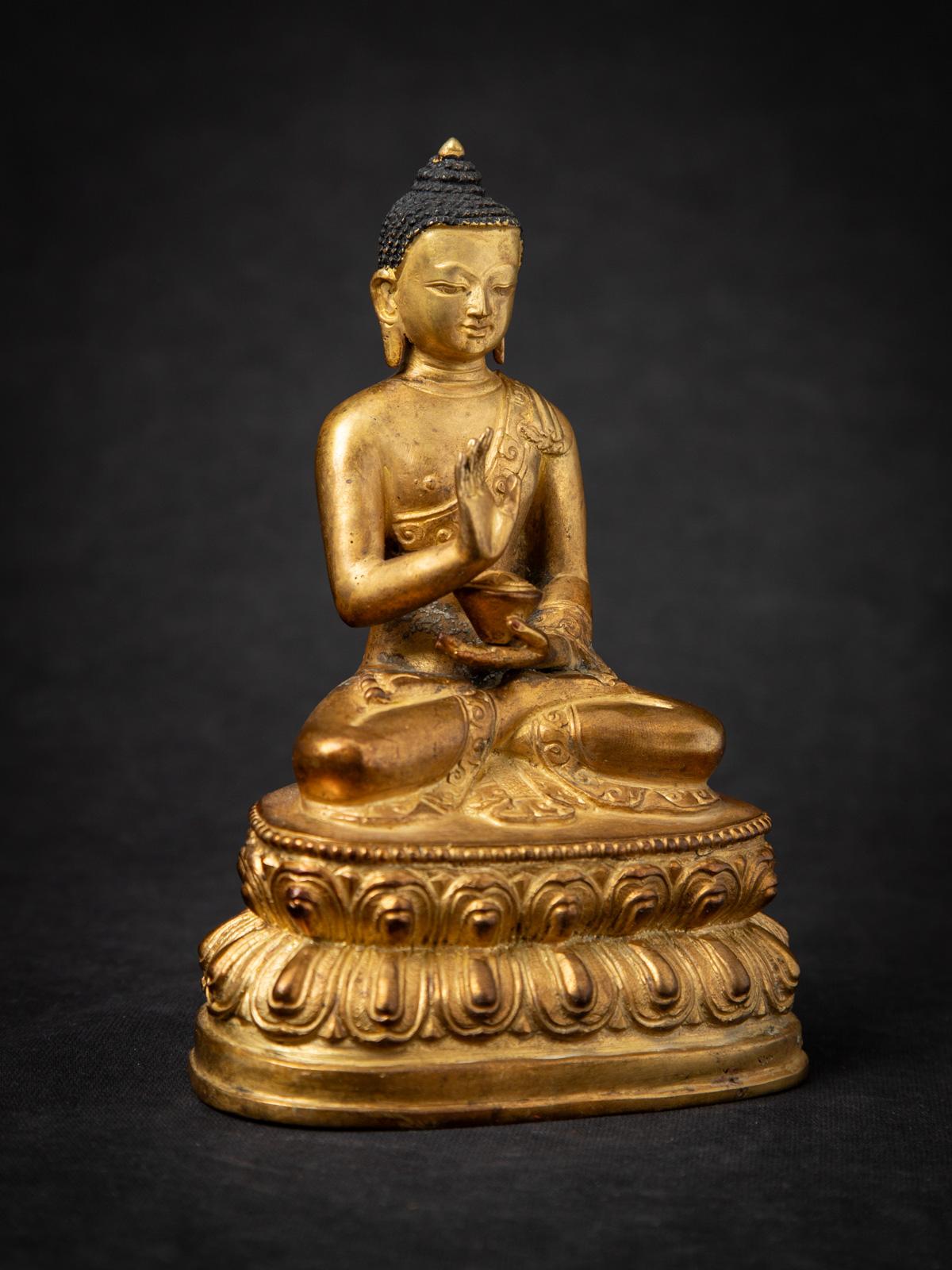 Bronze Middle 20th century Old bronze Nepali Buddha statue in Abhaya mudra