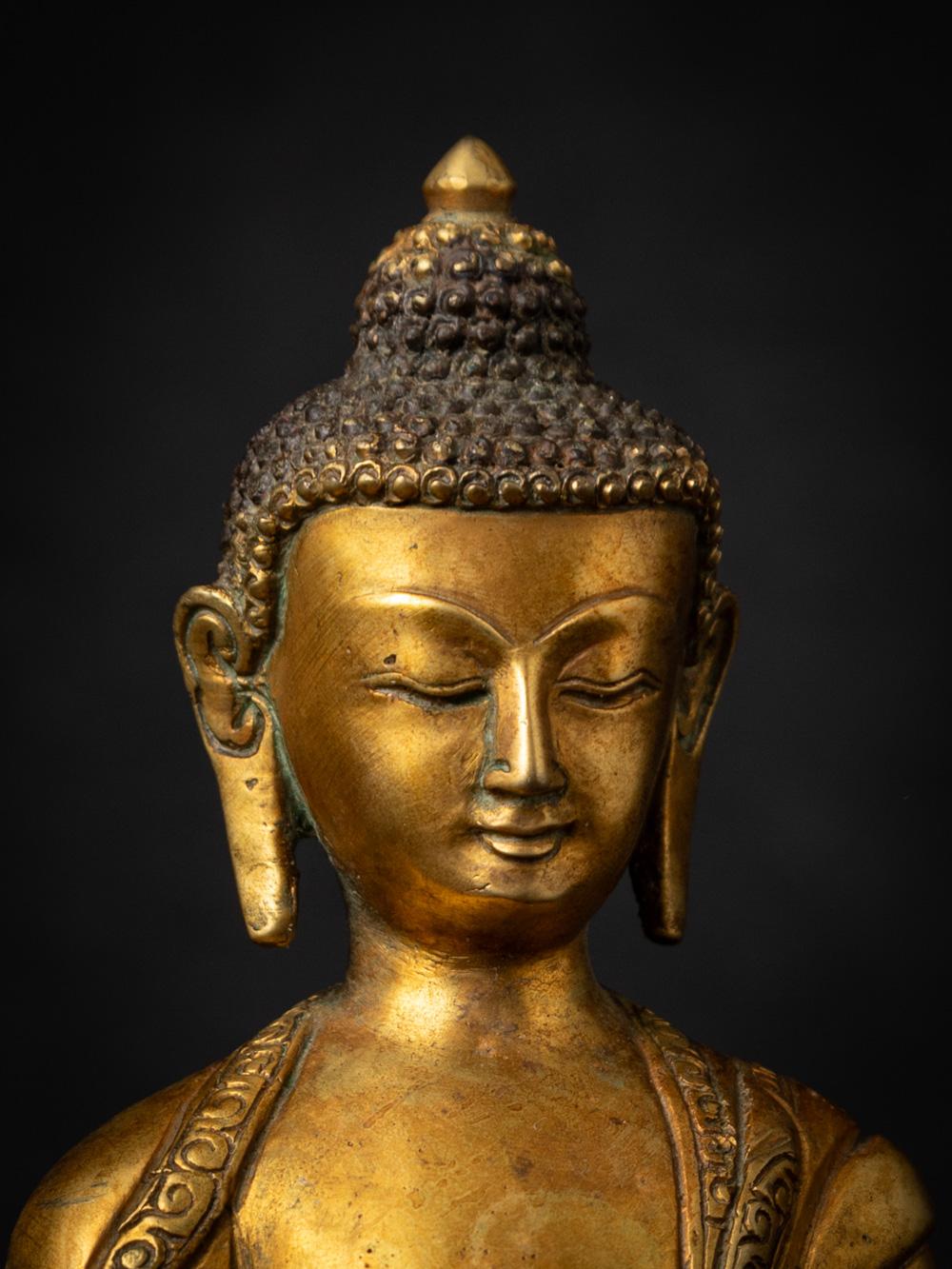 Middle 20th century old bronze Nepali Buddha statue in Bhumisparsha Mudra 4