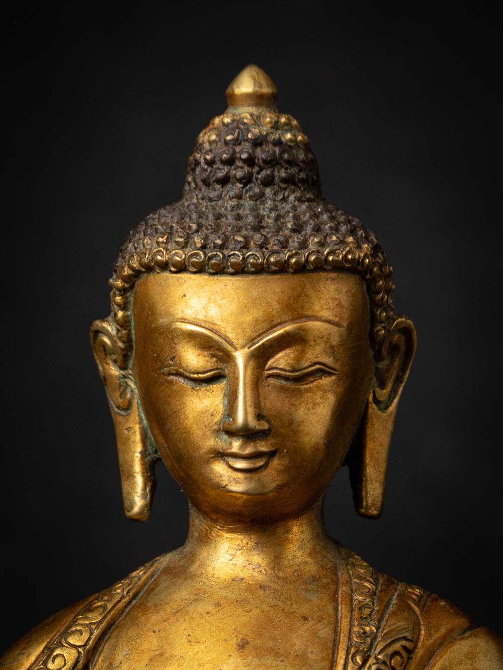 Middle 20th century old bronze Nepali Buddha statue in Bhumisparsha Mudra 5