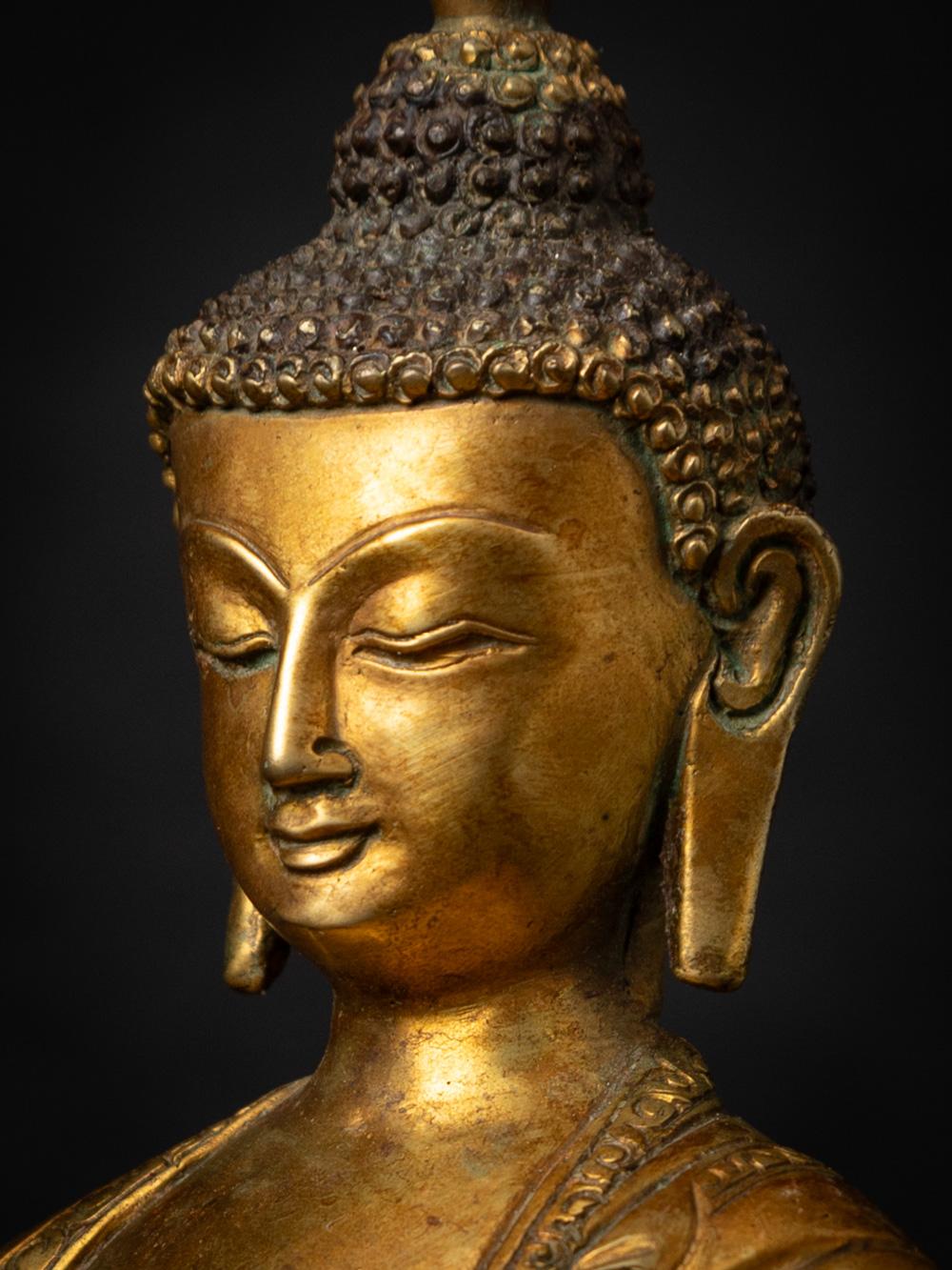 Middle 20th century old bronze Nepali Buddha statue in Bhumisparsha Mudra 6