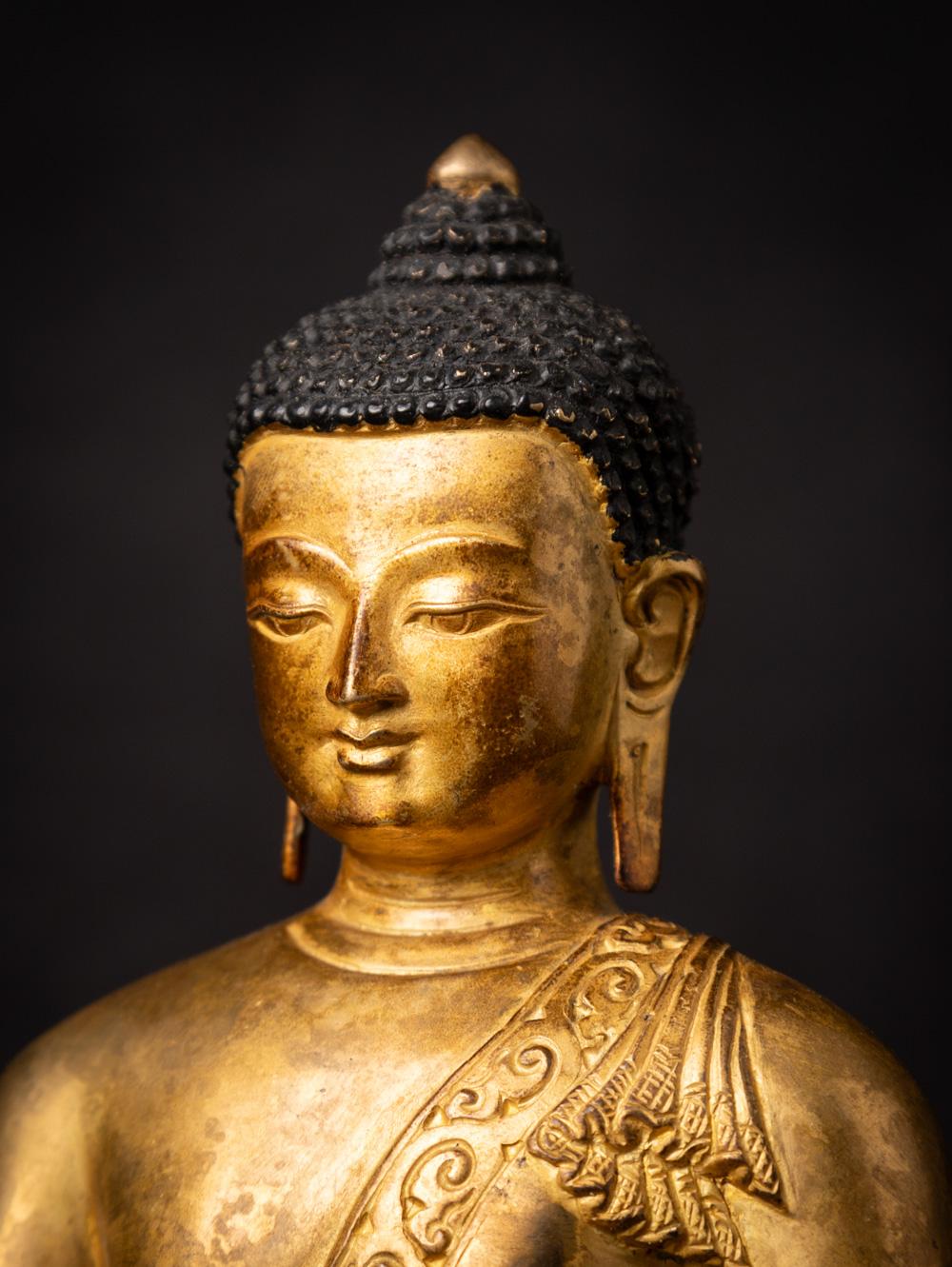 Middle 20th century old bronze Nepali Buddha statue in Bhumisparsha Mudra 7