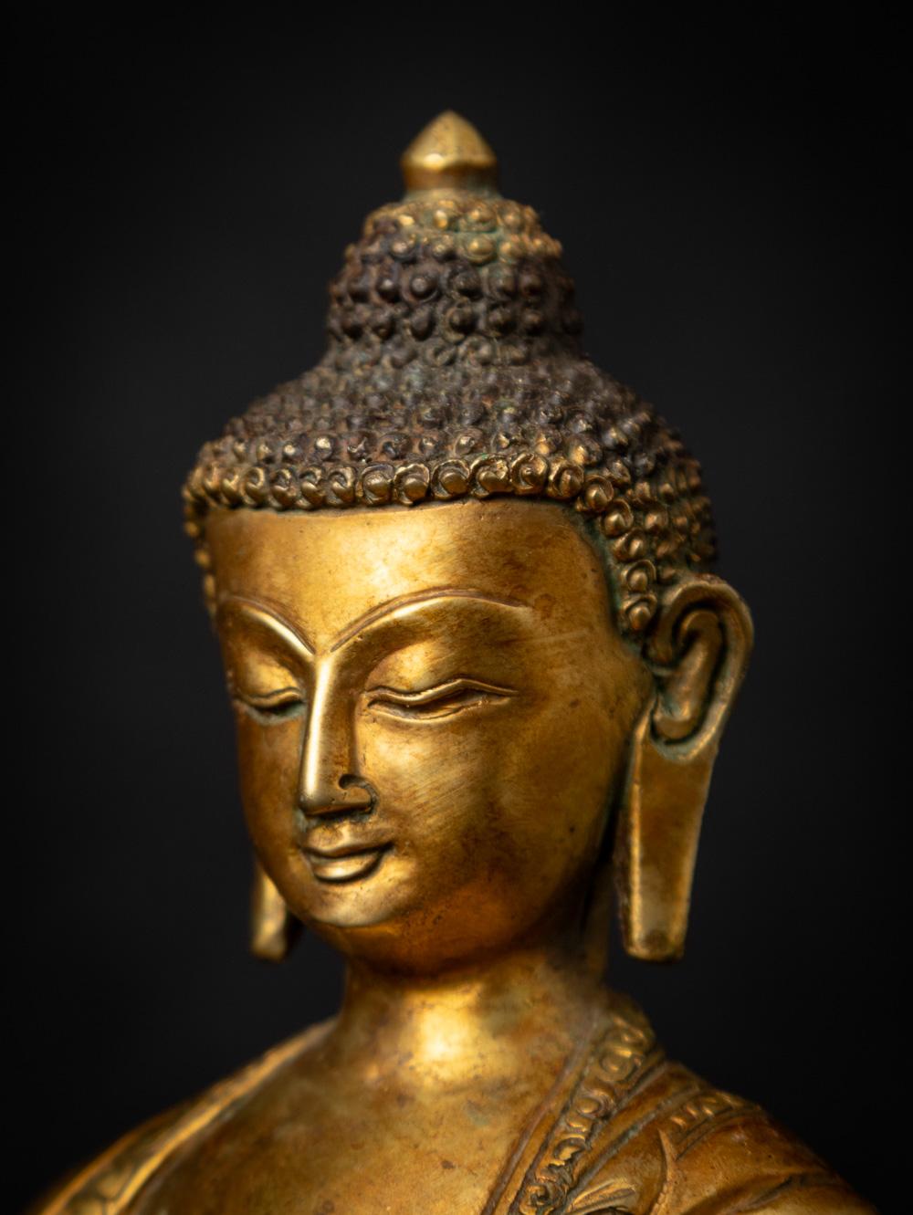 Middle 20th century old bronze Nepali Buddha statue in Bhumisparsha Mudra 9