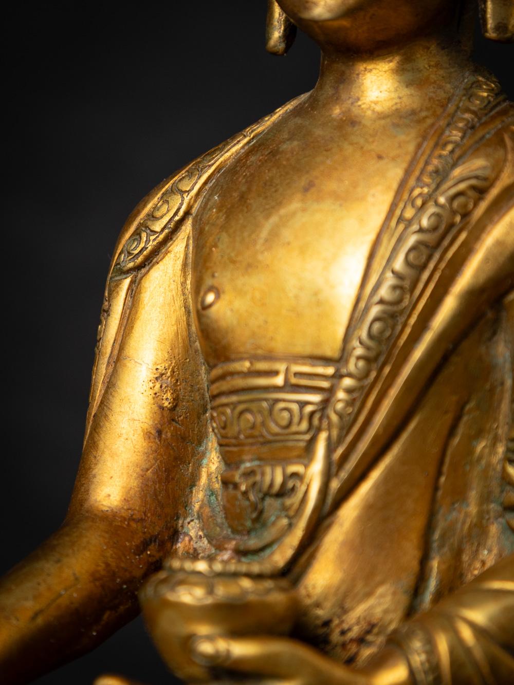 Middle 20th century old bronze Nepali Buddha statue in Bhumisparsha Mudra 10
