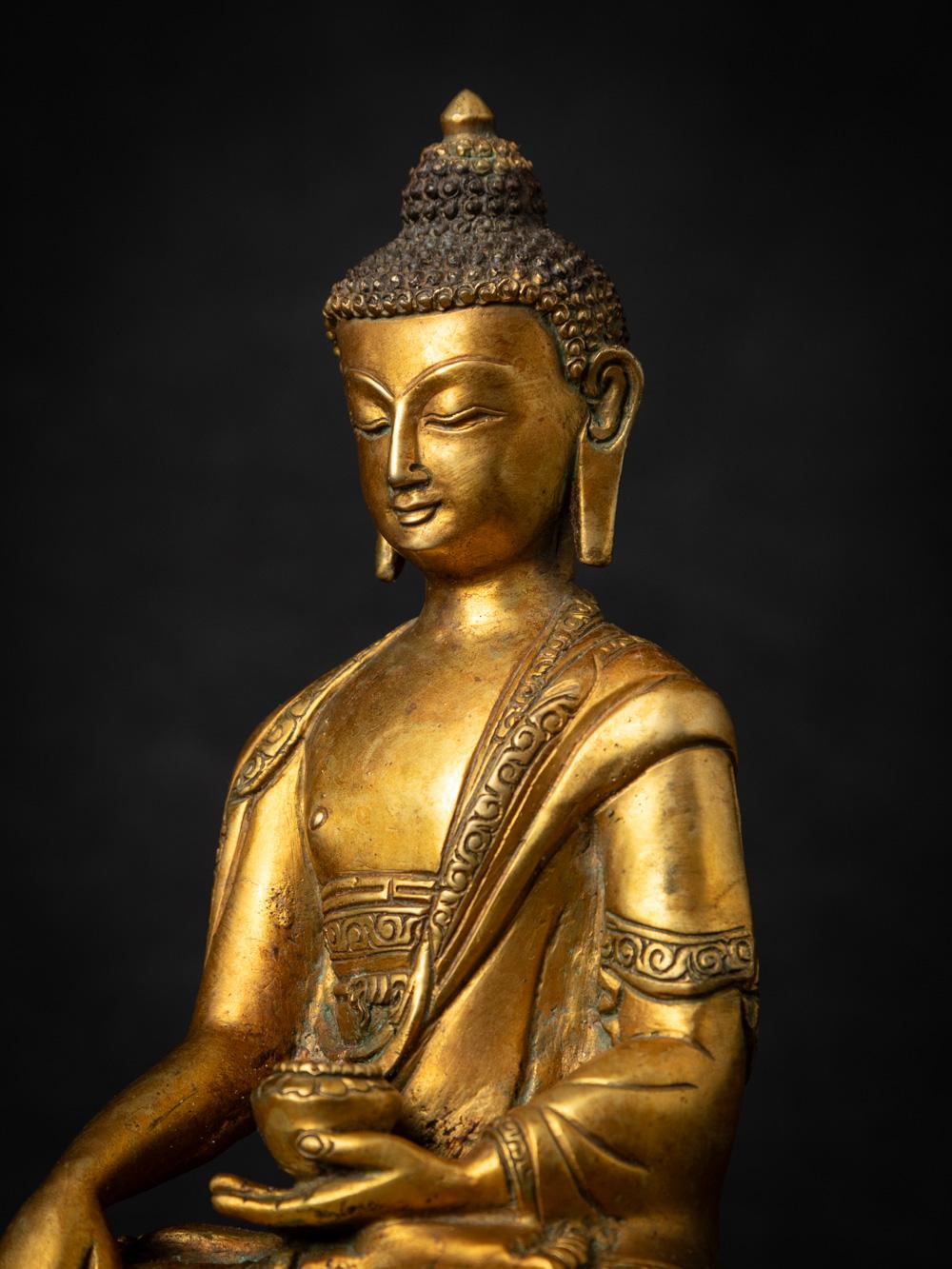 Middle 20th century old bronze Nepali Buddha statue in Bhumisparsha Mudra 3
