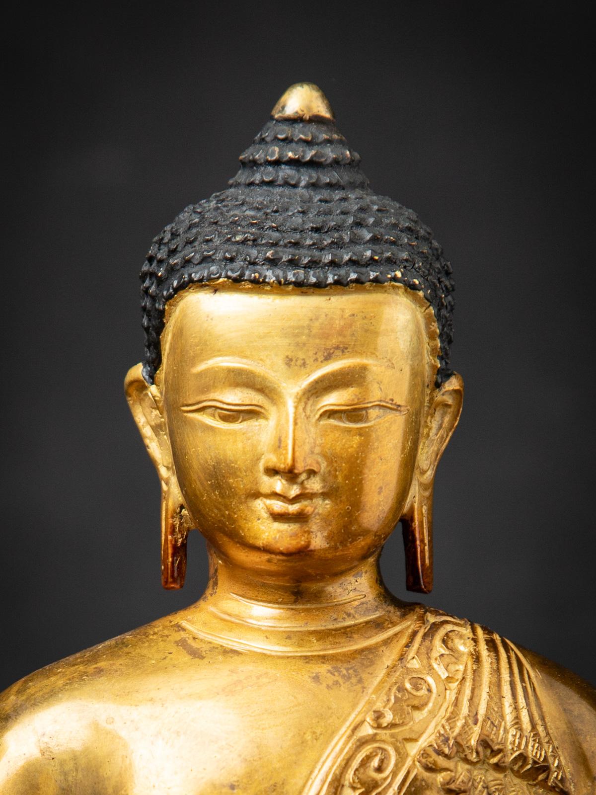 Milieu du XXe siècle Statue de Bouddha népalais en bronze ancien dans le Dhyana mudra en vente 4