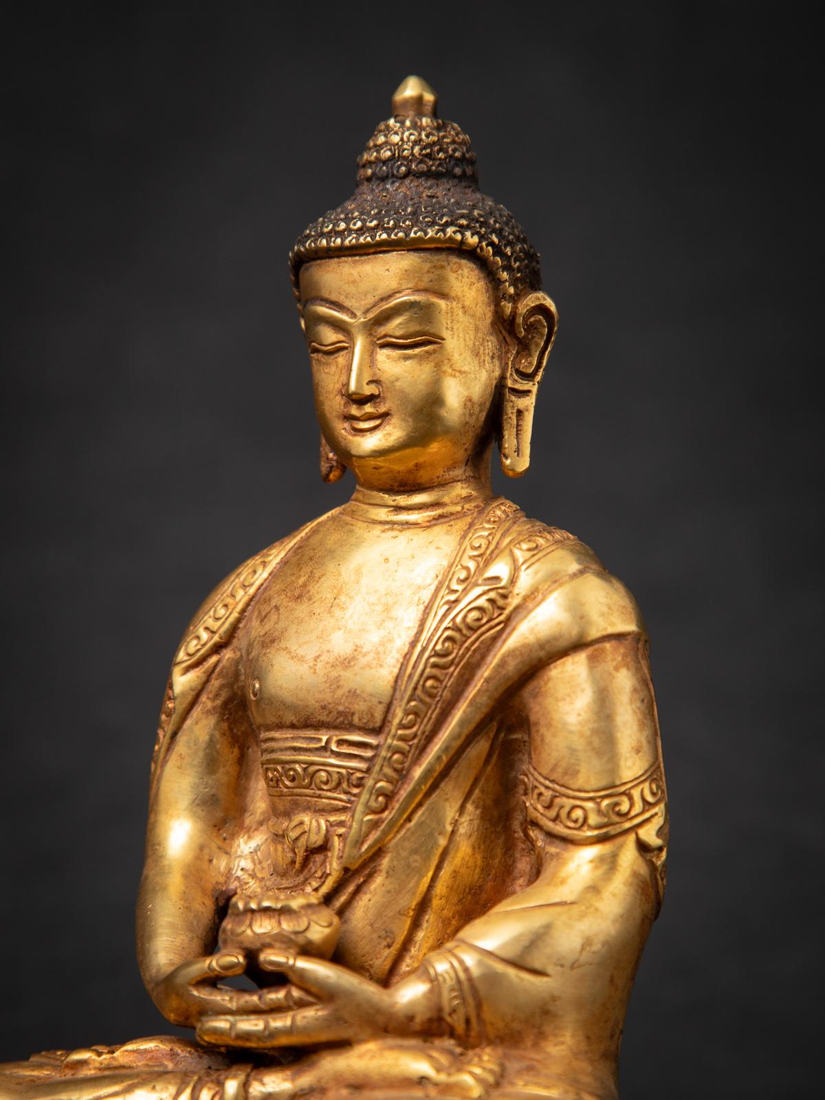 Middle 20th century Old bronze Nepali Buddha statue in Dhyana mudra 4