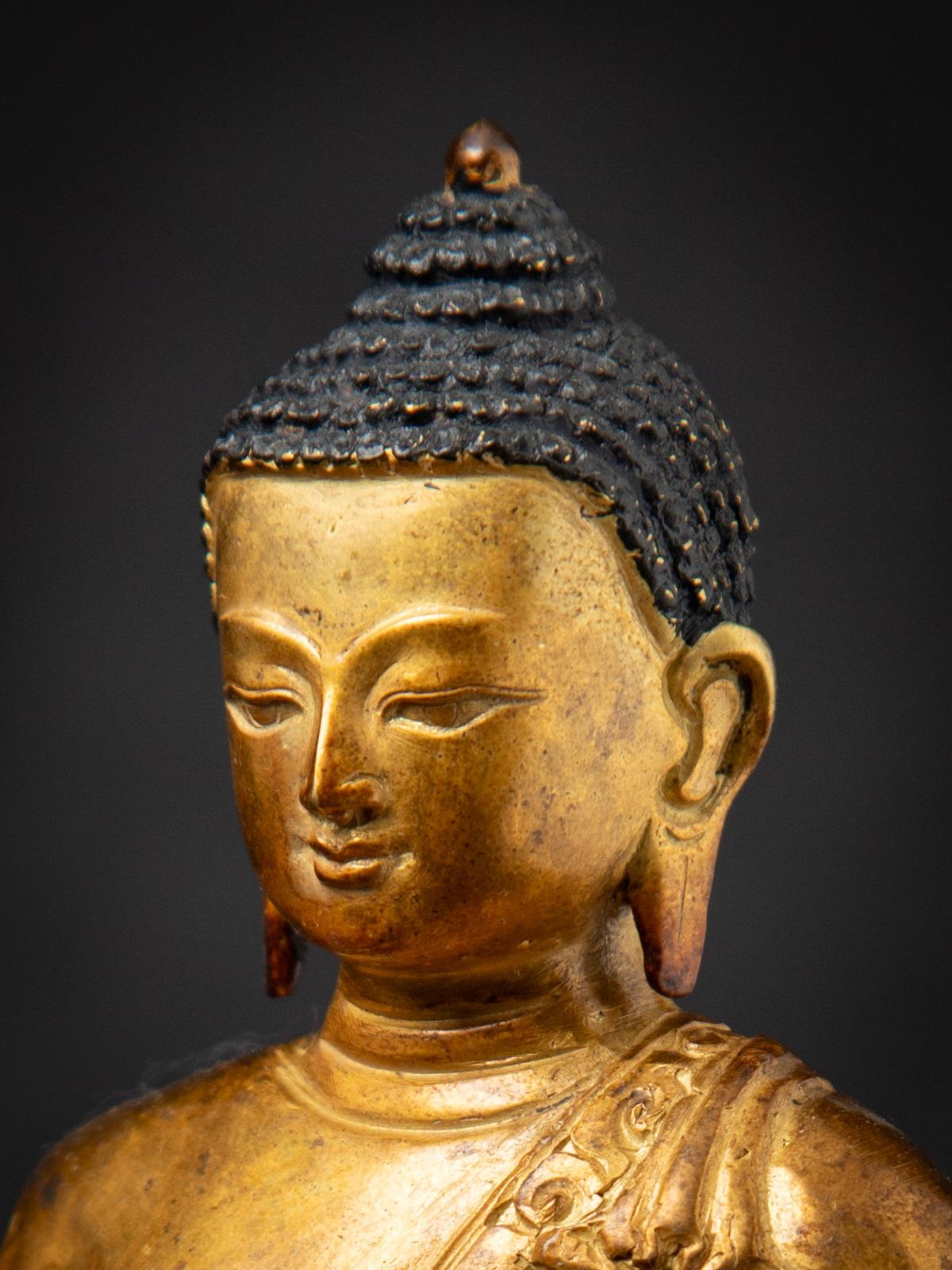 Mediados del siglo XX Antigua estatua de Buda nepalí de bronce en Dhyana mudra en venta 7