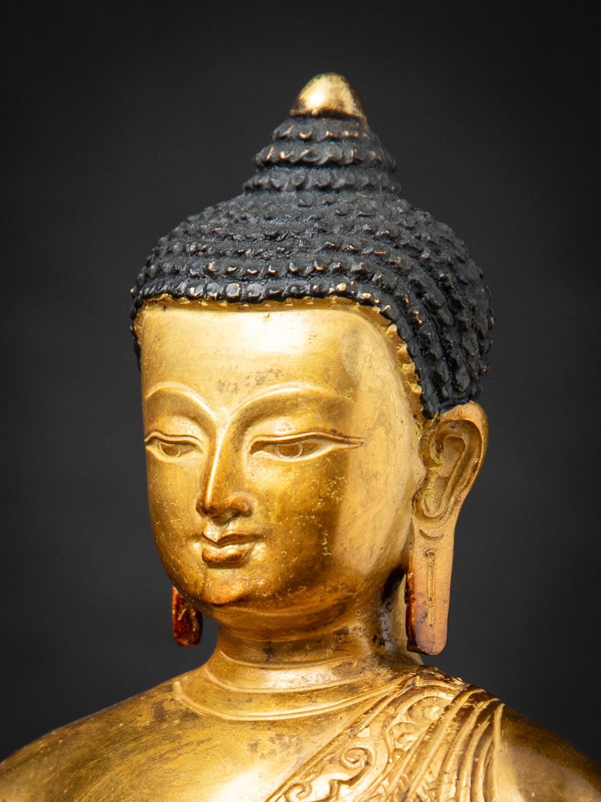 Milieu du XXe siècle Statue de Bouddha népalais en bronze ancien dans le Dhyana mudra en vente 6