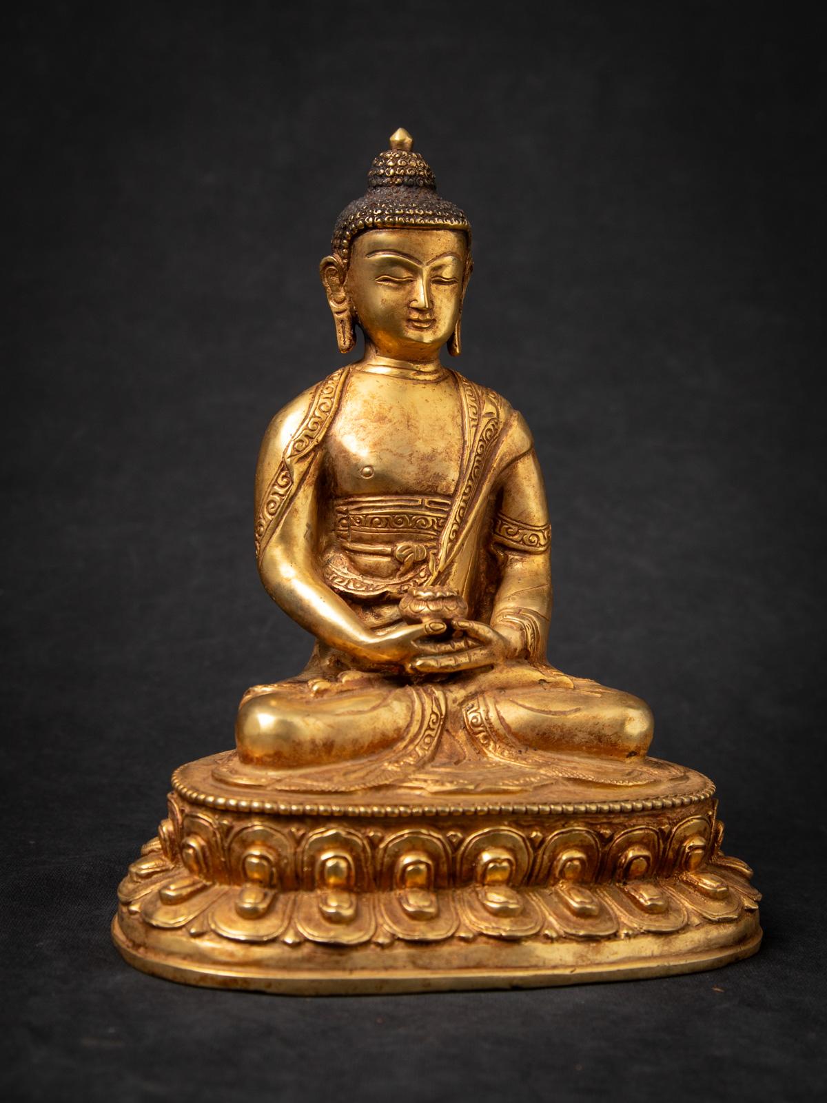 Bronze Middle 20th century Old bronze Nepali Buddha statue in Dhyana mudra
