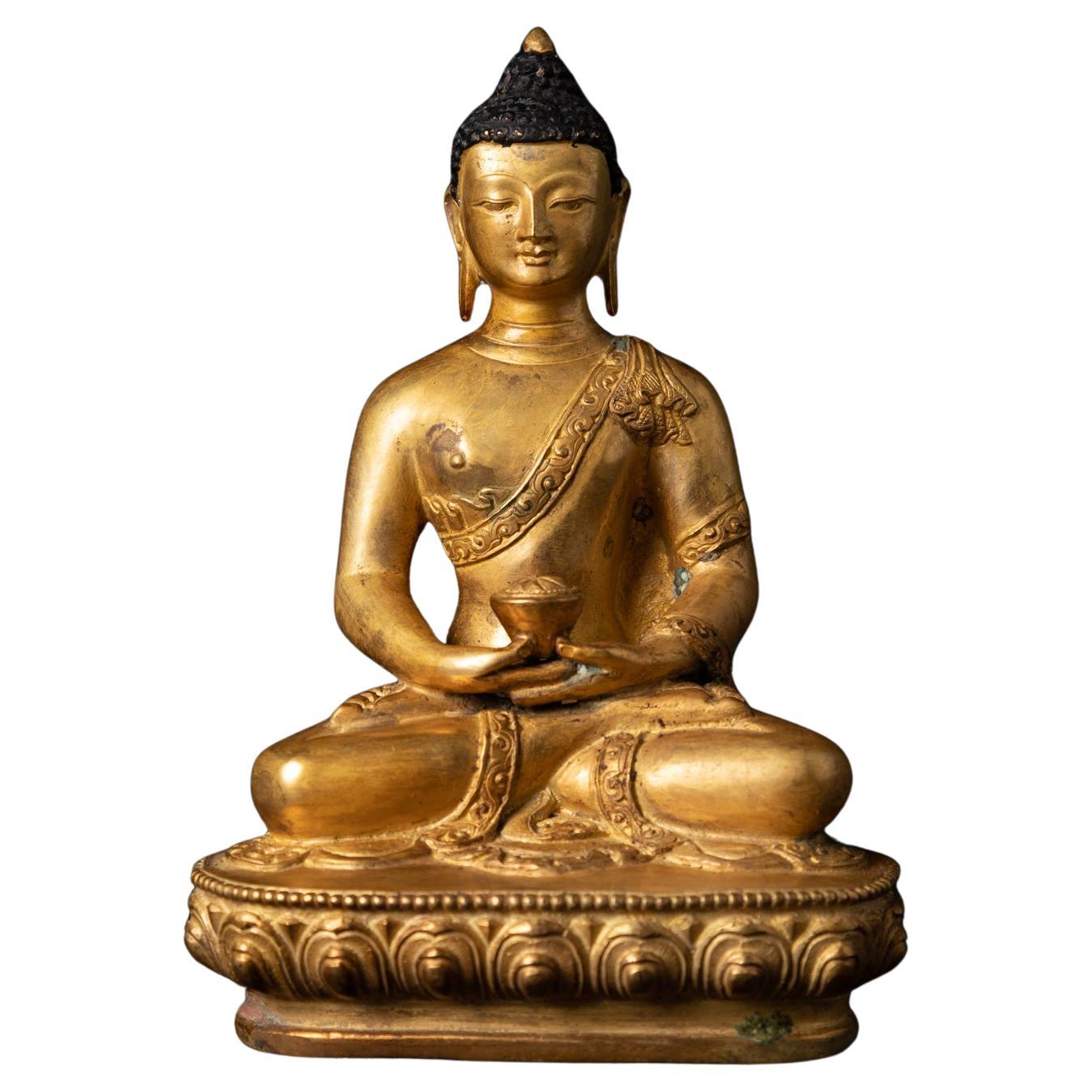Middle 20th century old bronze Nepali Buddha statue in Dhyana mudra