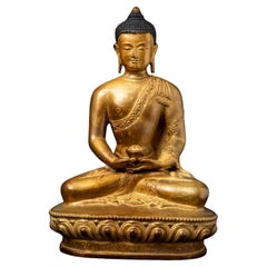 Middle 20th century Old bronze Nepali Buddha statue in Dhyana mudra