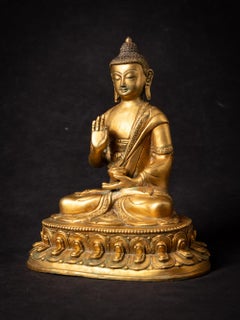 Middle 20th century old bronze Nepali Buddha statue in Vitarka Mudra