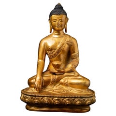 Alte Nepal-Buddha-Statue aus Bronze des mittleren 20. Jahrhunderts – OriginalBuddhas