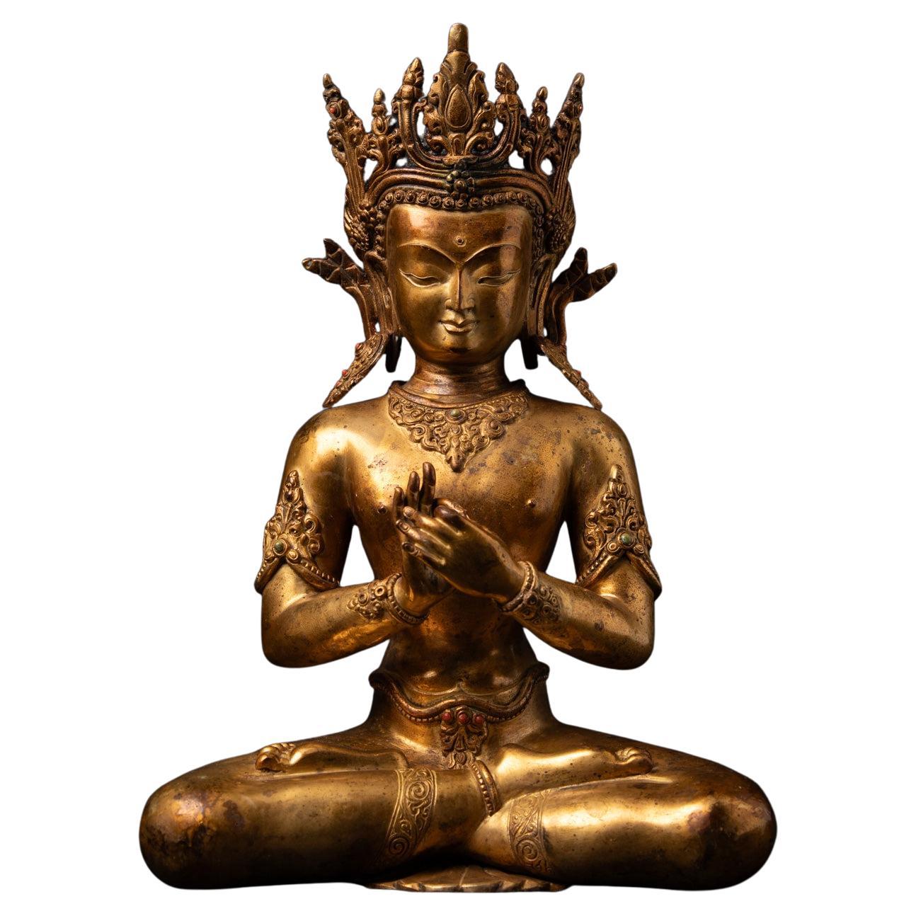 Middle 20th century Old bronze Nepali Buddha statue - OriginalBuddhas