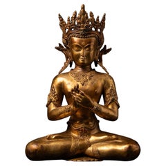 Middle 20th century Old bronze Nepali Buddha statue - OriginalBuddhas