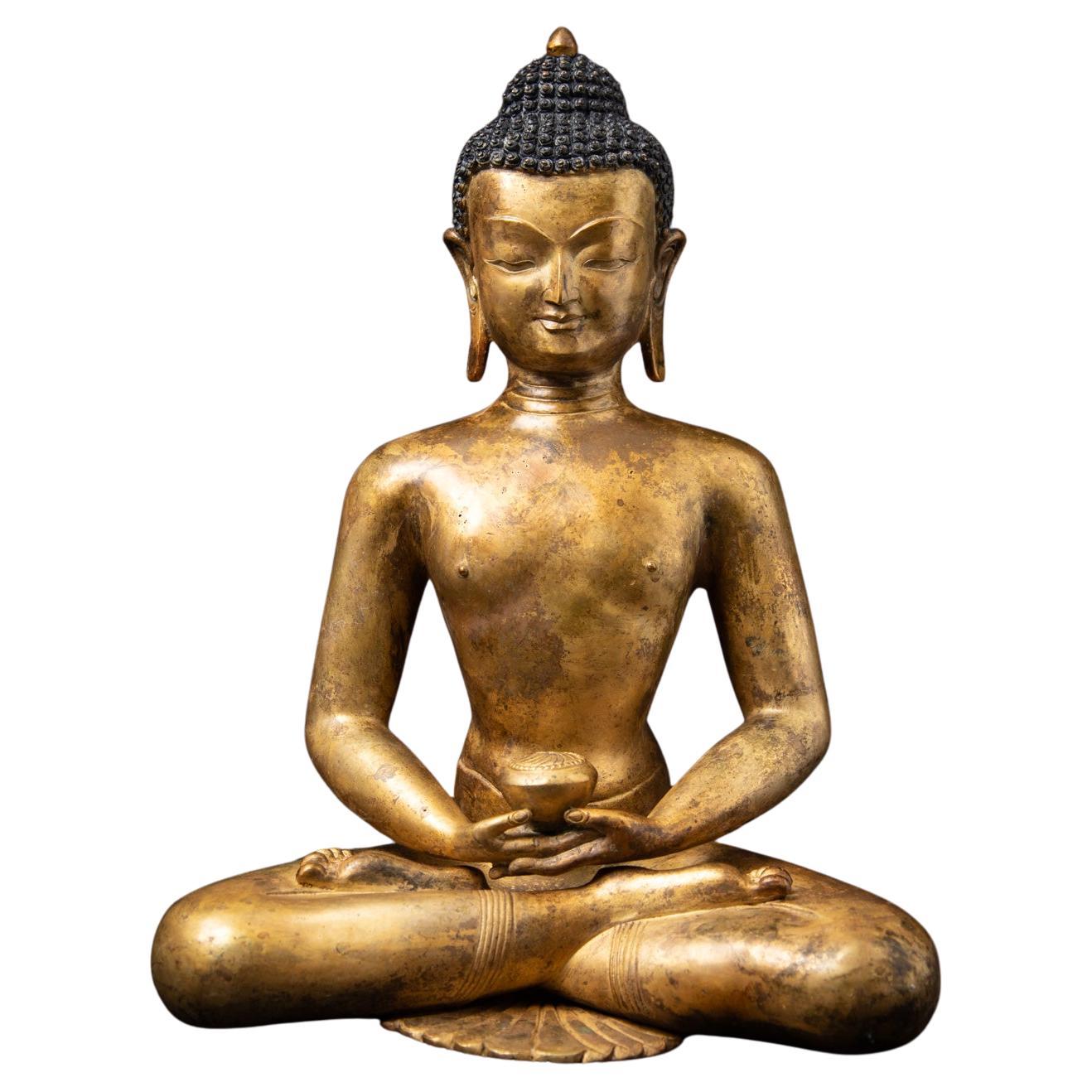 Middle 20th century Old bronze Nepali Buddha statue - OriginalBuddhas