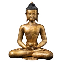 Middle 20th century Old bronze Nepali Buddha statue - OriginalBuddhas
