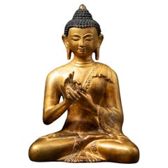 Middle 20th century Old bronze Nepali Buddha statue - OriginalBuddhas