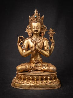 Statua di Chenrezig in bronzo del Nepal della metà del 20° secolo