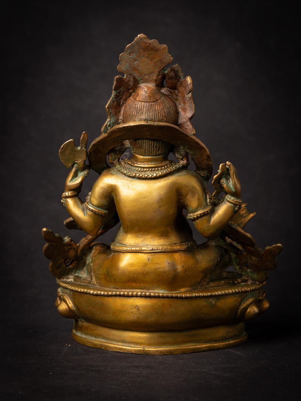 Middle 20th century old bronze Nepali Ganesha statue fire gold gilded In Good Condition In DEVENTER, NL