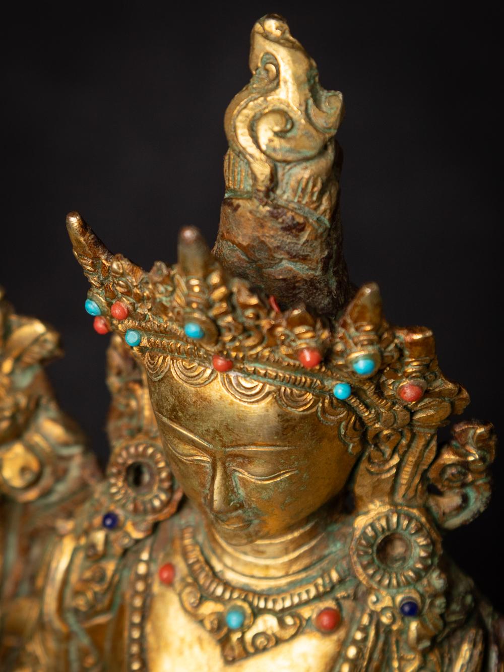 Middle 20th century old bronze Nepali Green Tara statue - 24 krt gold firegilded 2