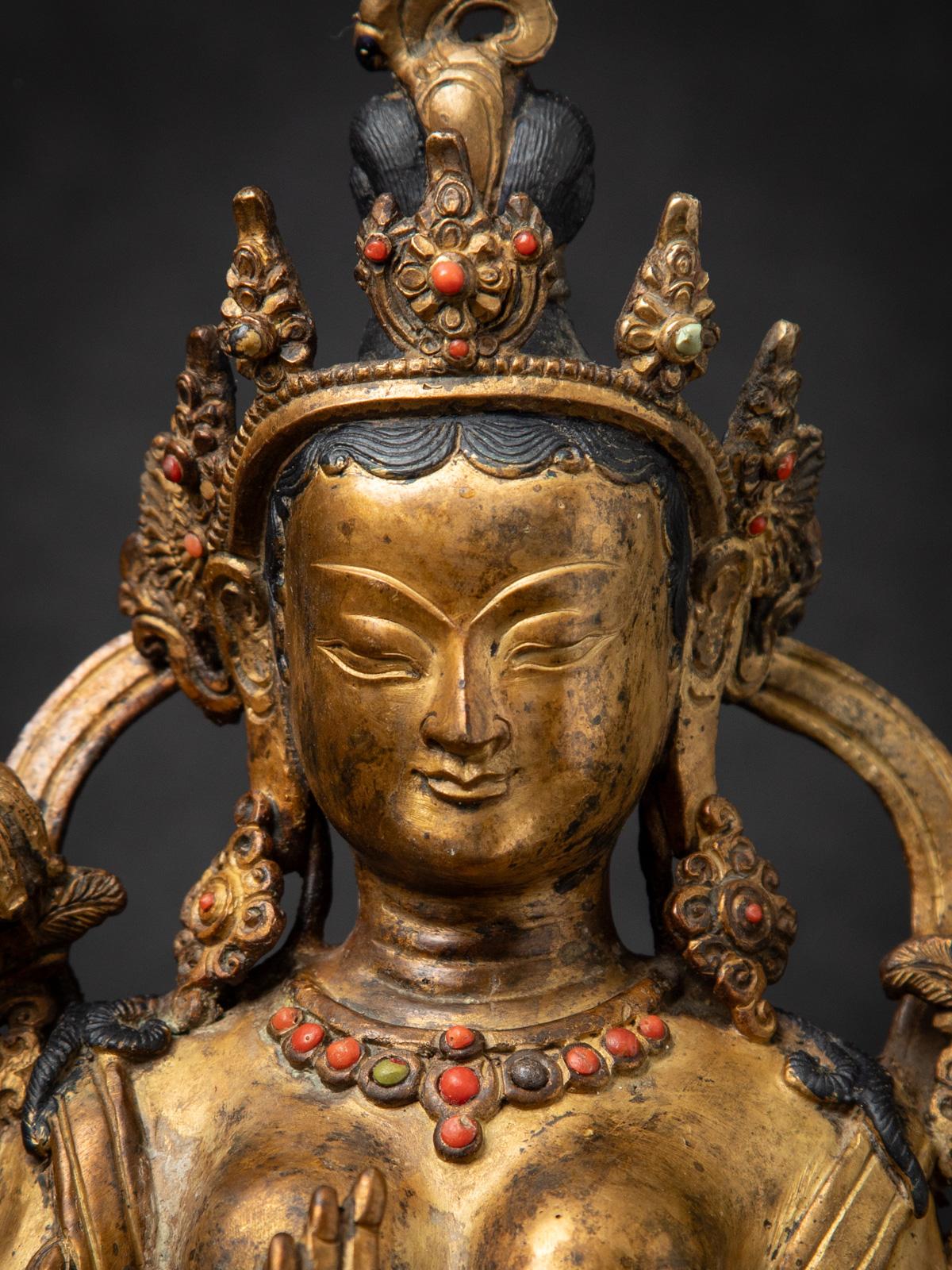 Middle 20th century Old bronze Nepali Green Tara statue from Nepal 4
