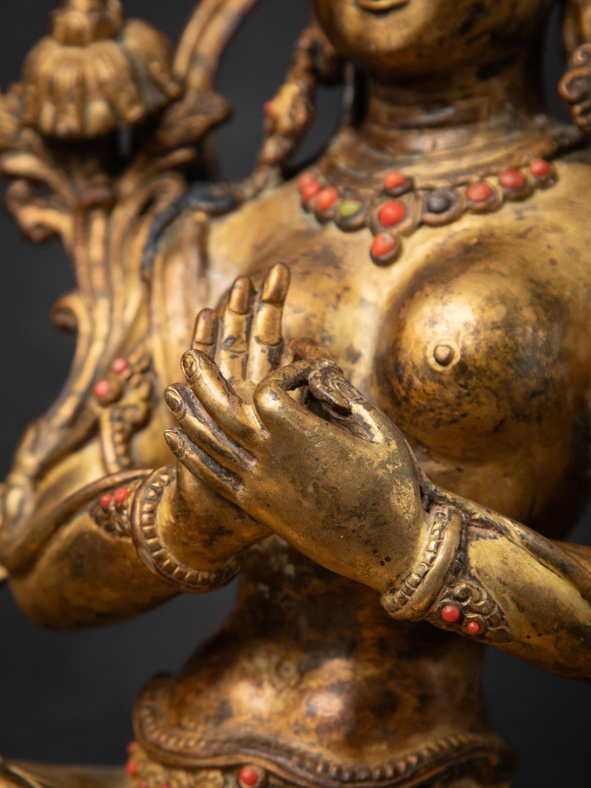 Middle 20th century Old bronze Nepali Green Tara statue from Nepal 10
