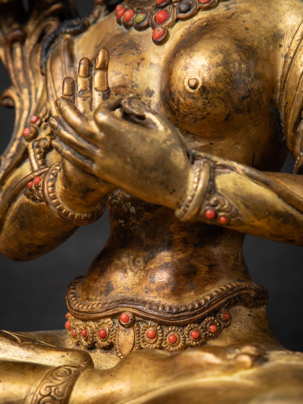 Middle 20th century Old bronze Nepali Green Tara statue from Nepal 13