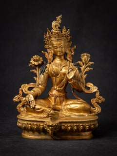 Middle 20th century Old bronze Nepali Green Tara statue from Nepal
