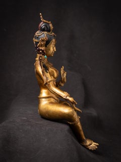 Middle 20th century Old bronze Nepali Green Tara statue from Nepal