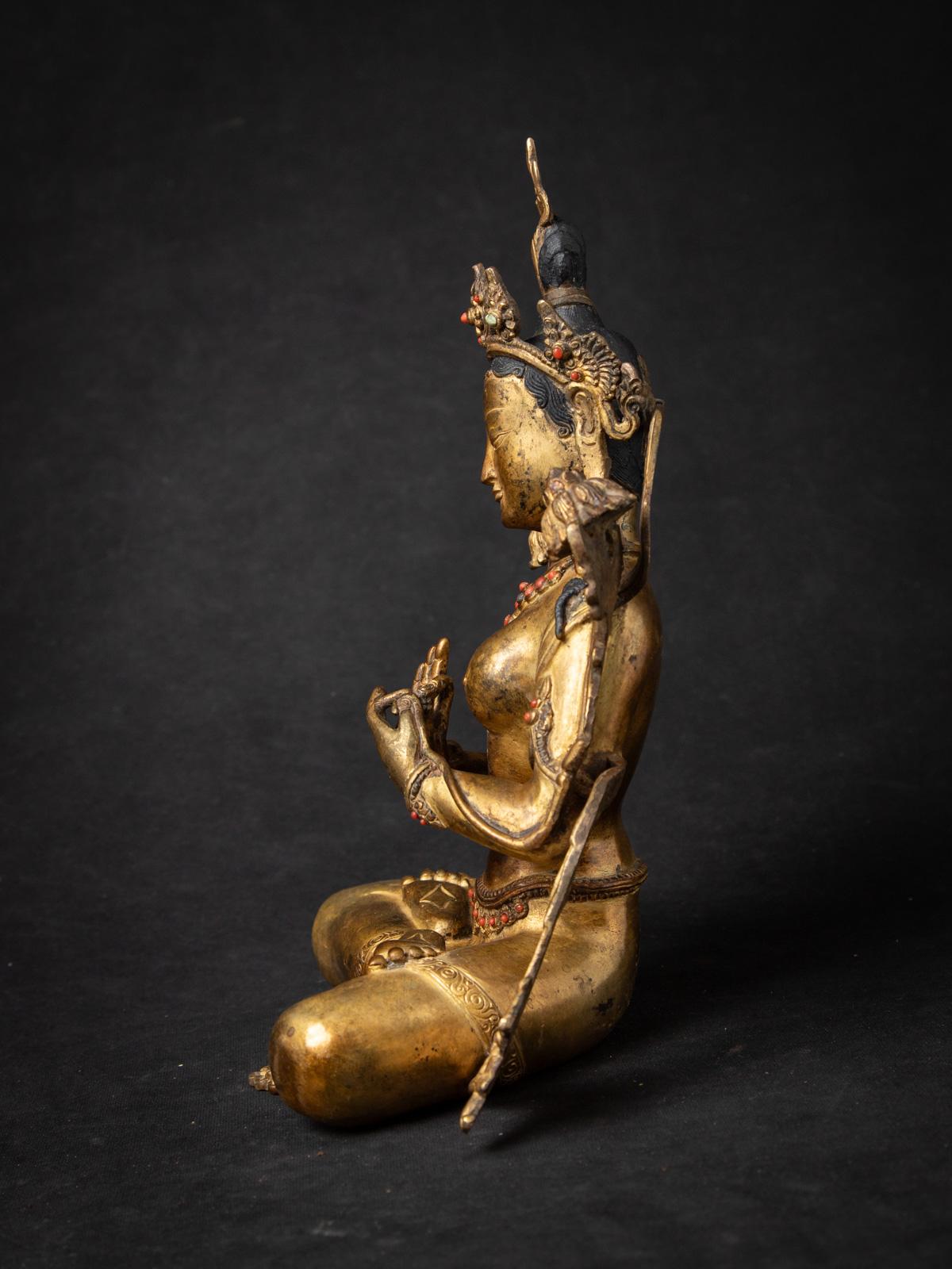 Nepalese Middle 20th century Old bronze Nepali Green Tara statue from Nepal