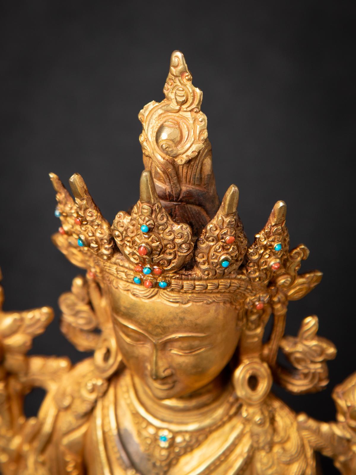 Middle 20th century Old bronze Nepali Green Tara statue in Vitarka mudra 6