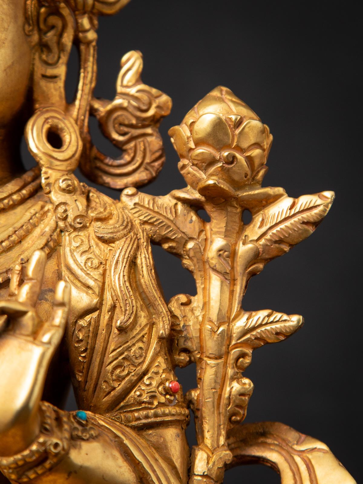 Middle 20th century Old bronze Nepali Green Tara statue in Vitarka mudra 9