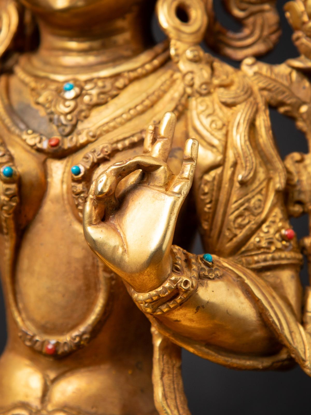 Middle 20th century Old bronze Nepali Green Tara statue in Vitarka mudra 10