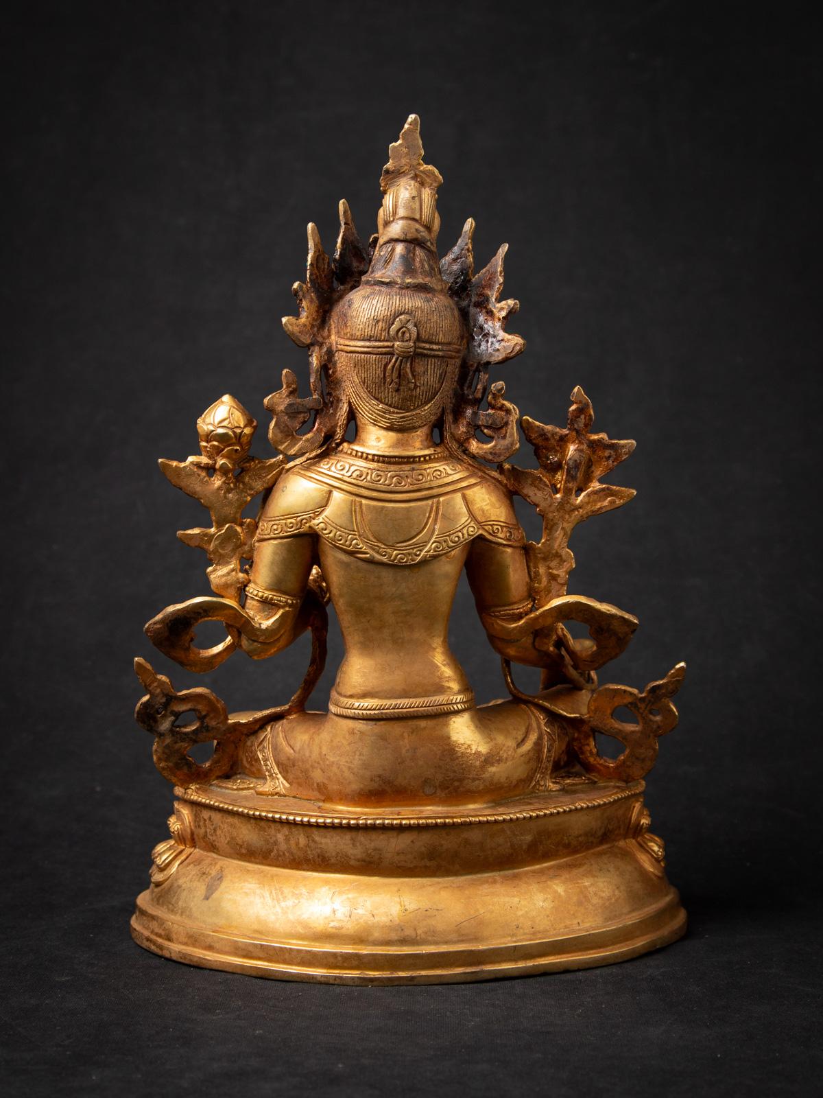 Burmese Middle 20th century Old bronze Nepali Green Tara statue in Vitarka mudra