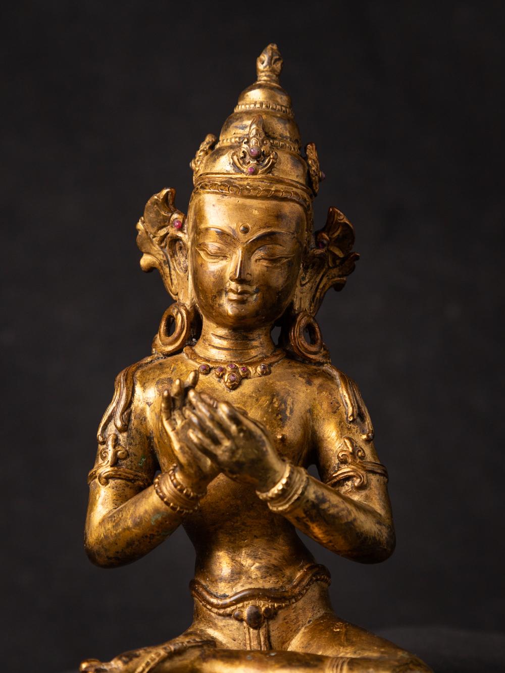 Middle 20th Century Old Bronze Nepali Green Tara Statue In Vitarka Middle 20th Century Old Bronze Nepali Green Tara Statue In Vitarka