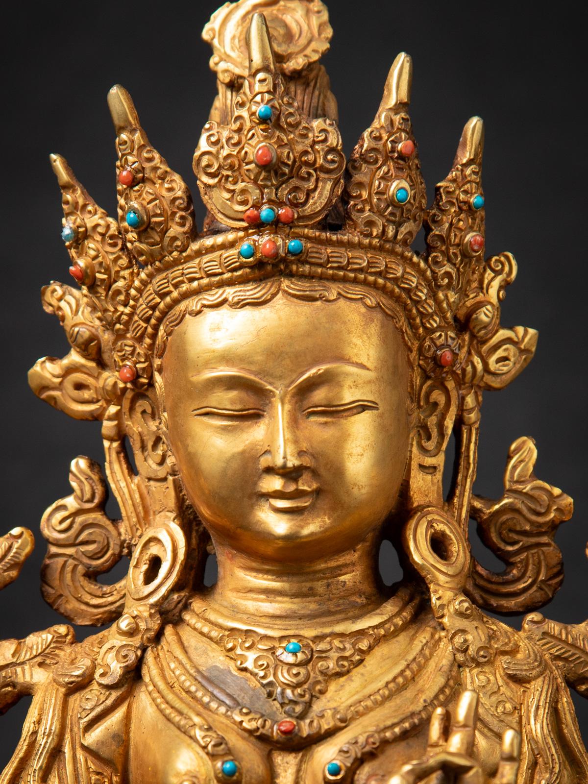 Middle 20th century Old bronze Nepali Green Tara statue in Vitarka mudra 2