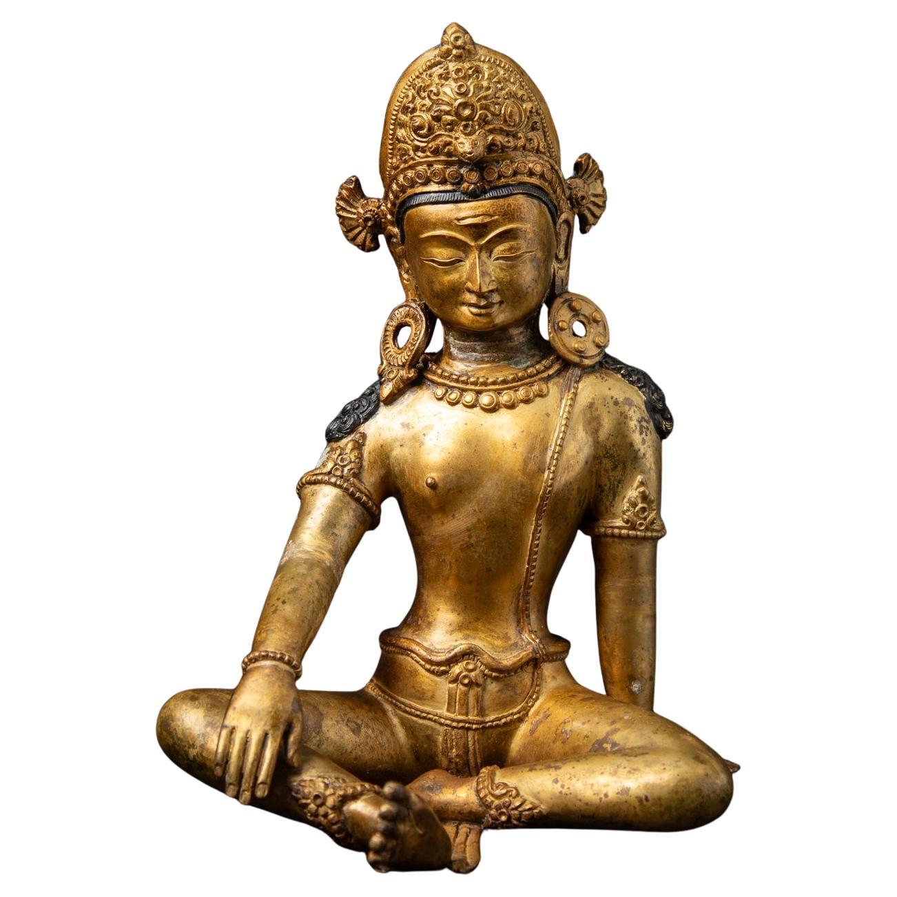 Mediados del siglo XX Antigua estatua nepalí de bronce de Indra procedente de Nepal