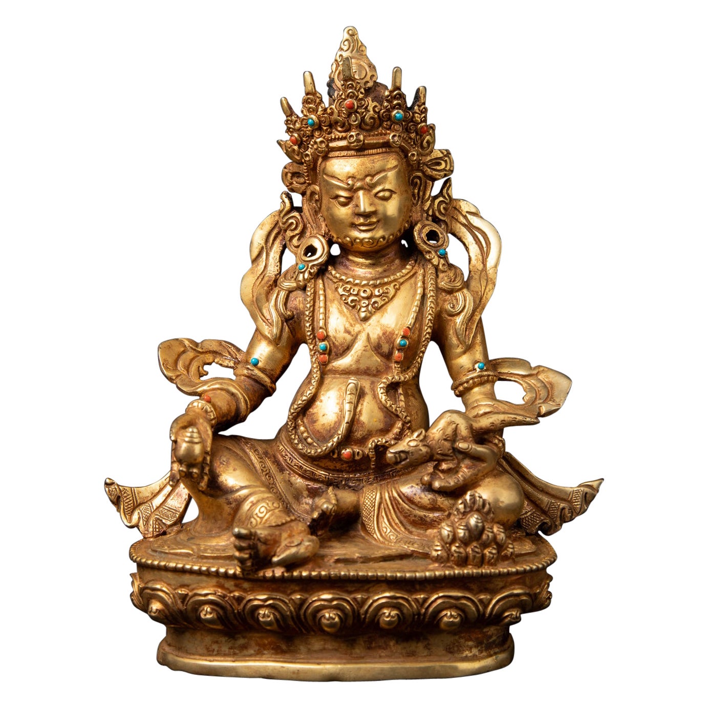Milieu du 20e siècle Statue de Kuber en bronze ancien du Népal en vente