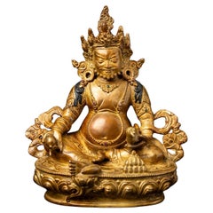 Mediados del siglo XX Antigua estatua nepalí de bronce de Kuber procedente de Nepal