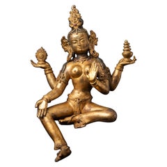 Middle 20th century Old bronze Nepali Lakshmi statue from Nepal