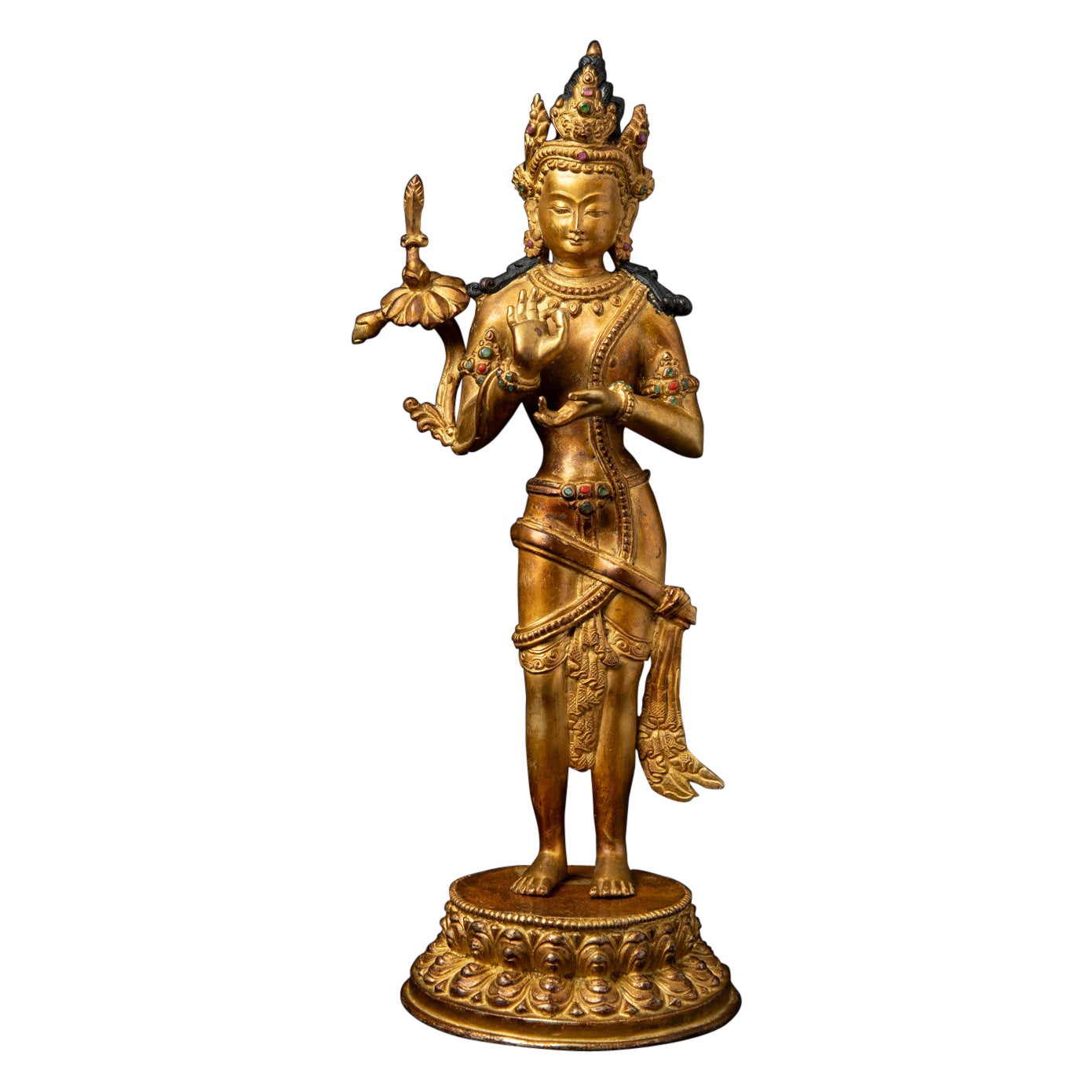 Middle 20th century Old bronze Nepali Lokeshwor statue from Nepal For Sale
