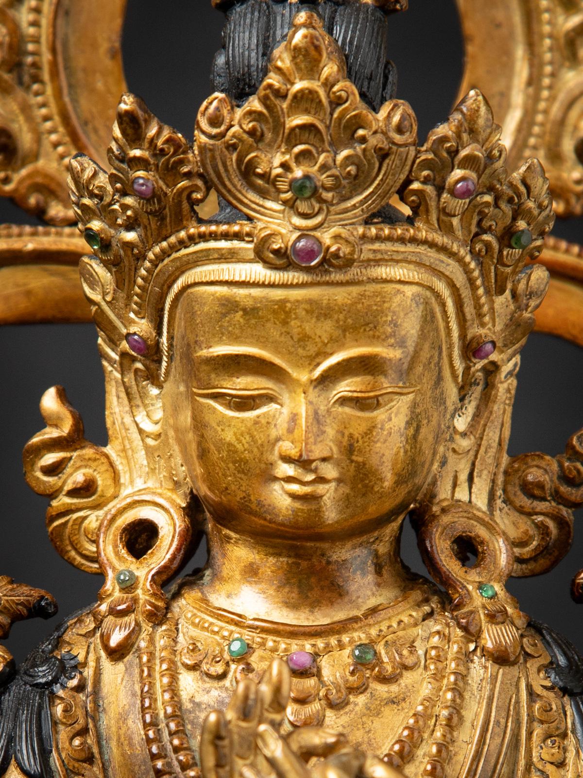 Chinesische Maitreya-Buddha-Statue aus altem Bronze des mittleren 20. Jahrhunderts 6