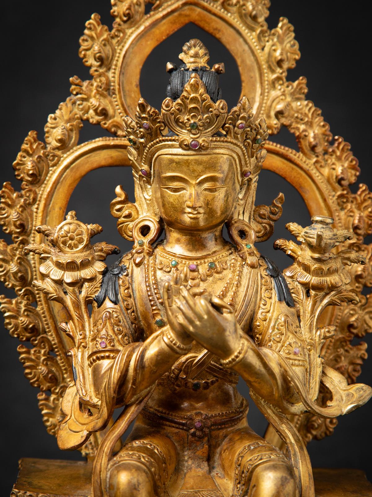 Chinesische Maitreya-Buddha-Statue aus altem Bronze des mittleren 20. Jahrhunderts 5