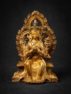 Middle 20th century Old bronze Nepali Maitreya Buddha statue from Nepal