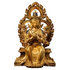 Mediados del siglo XX Antigua estatua nepalí de bronce de Buda Maitreya procedente de Nepal