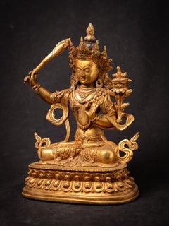 Mitte des 20. Jahrhunderts Alte nepalesische Manjushri-Statue aus Bronze aus Nepal