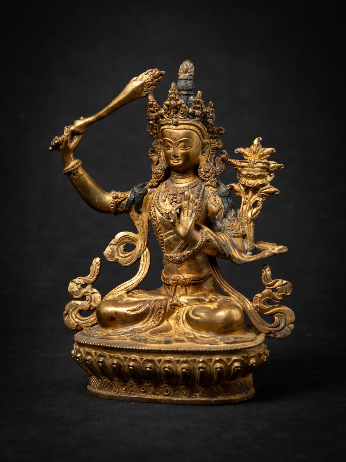 Bronze Middle 20th century Old bronze Nepali Manjushri statue from Nepal For Sale