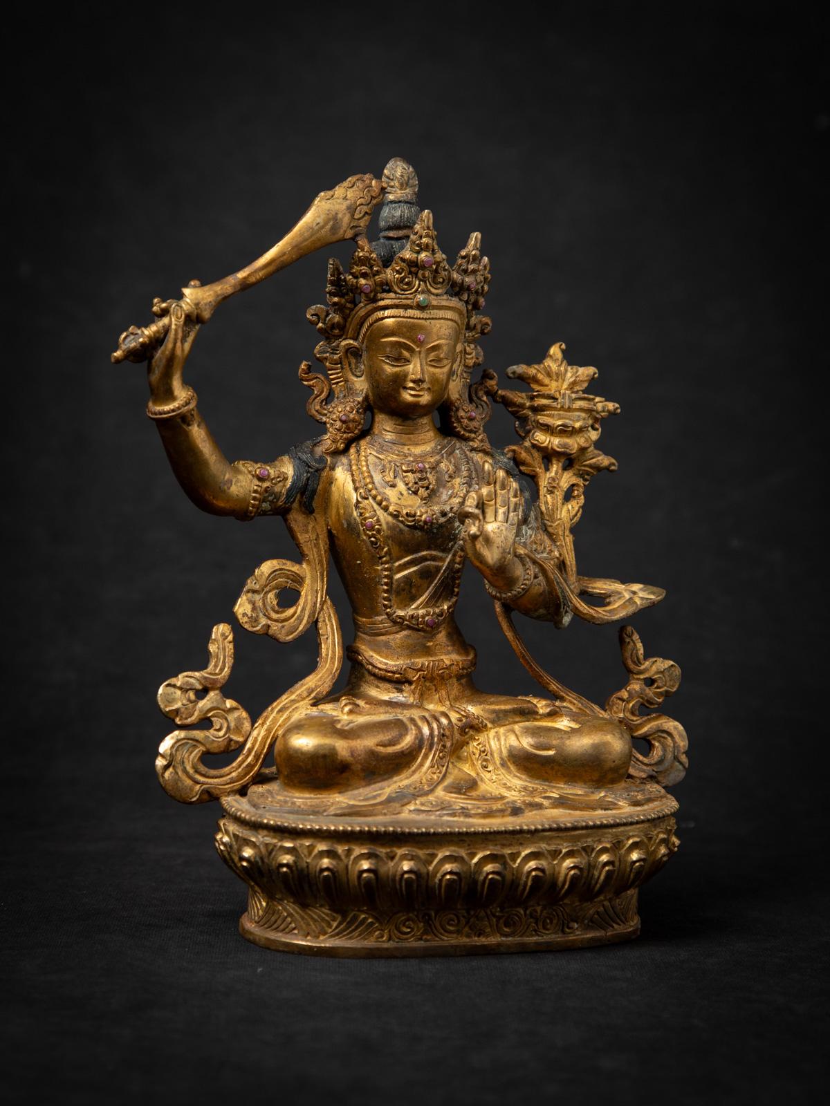 Middle 20th century Old bronze Nepali Manjushri statue from Nepal For Sale 1
